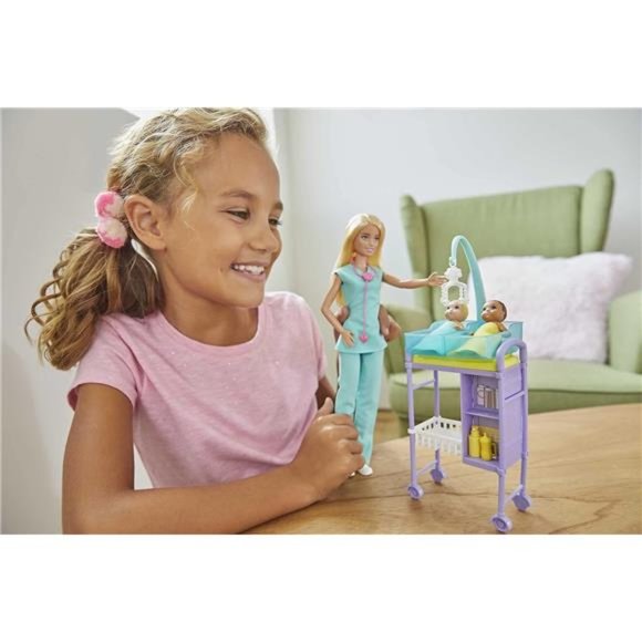 Barbie Careers Doll & Playset, Baby Doctor Theme Blonde Fashion Doll Girls Gift - Picture 3 of 6